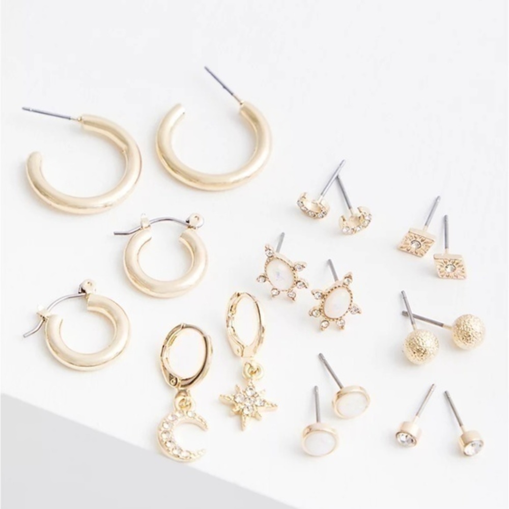 3/$25 Torrid Gold Tone Celestial Opal Earring Set of 9 Earrings